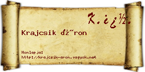 Krajcsik Áron névjegykártya